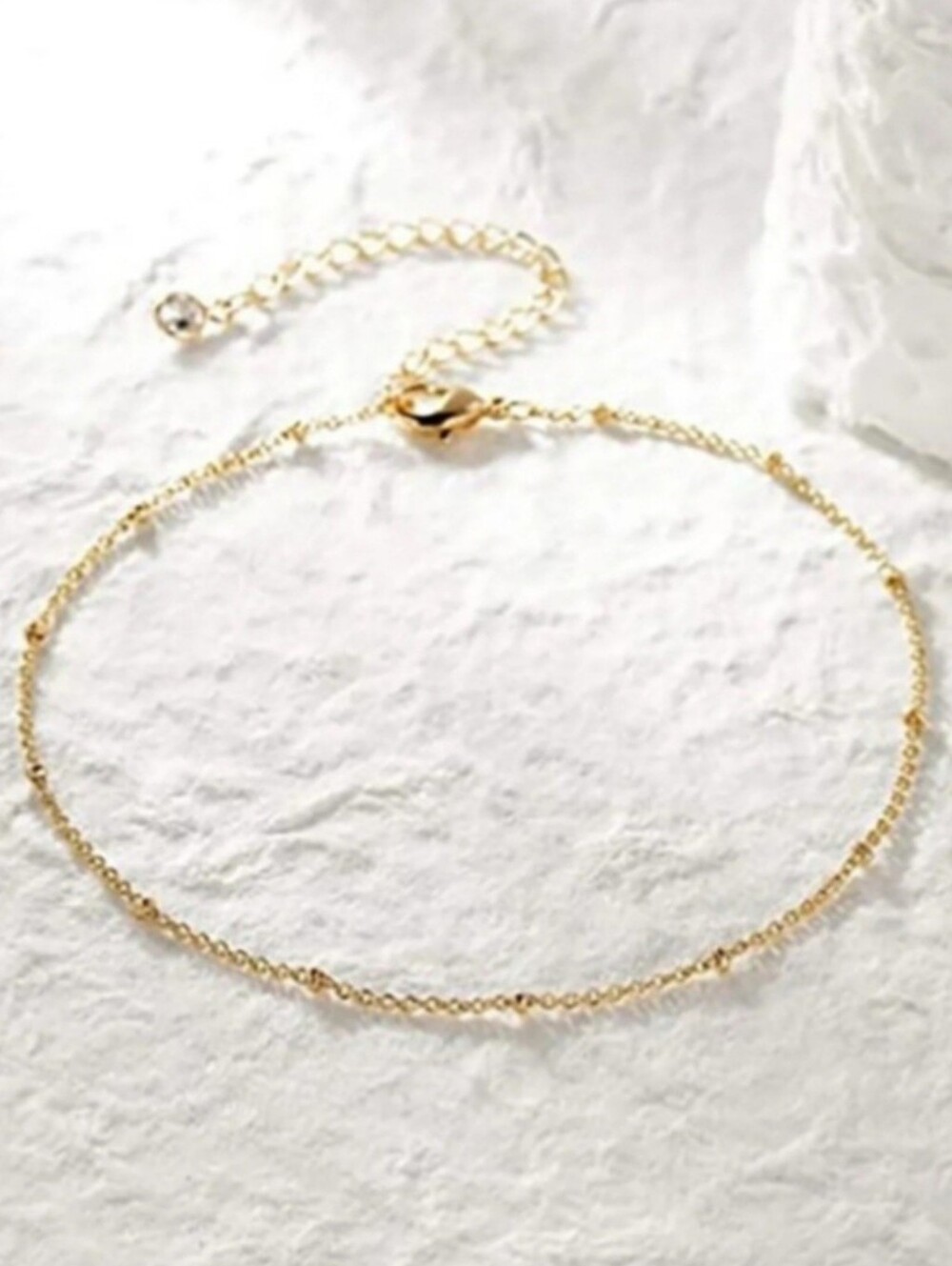 Dainty Gold Satalight Chain Beaded Adjustable Ankle Bracelet Anklet Tiny Beads - Picture 7 of 11